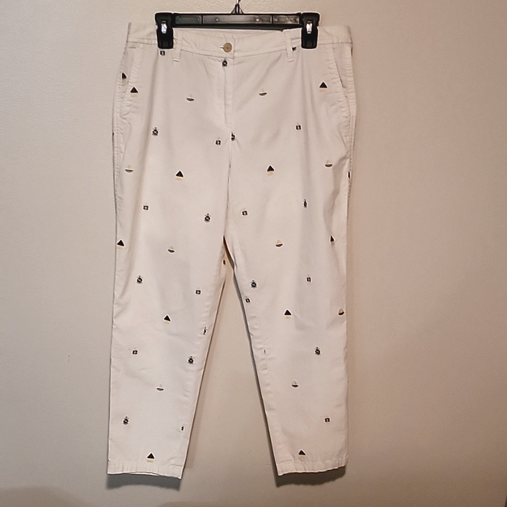 Talbots women's Girlfriend Chino 10P cream with nautical print